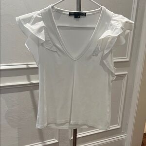 Veronica Beard Cream Ruffle Sleeve Blouse